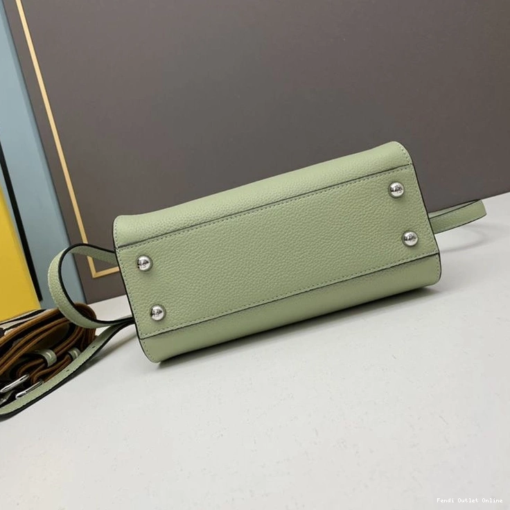 Affordable Leather Stitching Fendi Green In Iconic Peekaboo Mini Bag Calf 0715